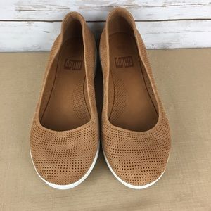 FITFLOP Sporty Leather Ballerina Ballet Flat Slip On Flat Womens Size US 8.5